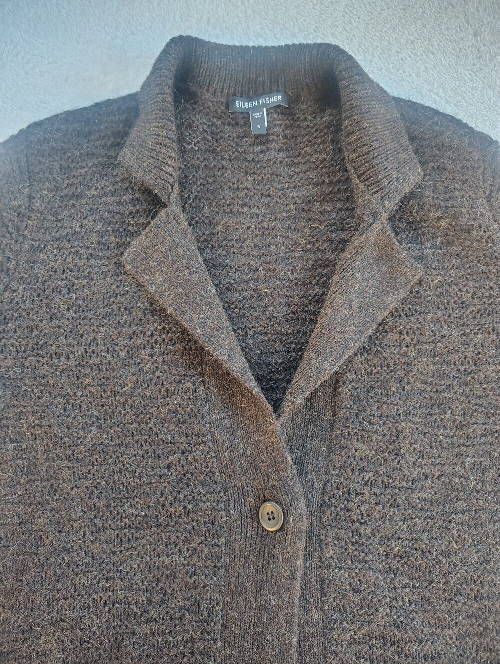 EILEEN FISHER Brown Shawl-Collar Cardigan